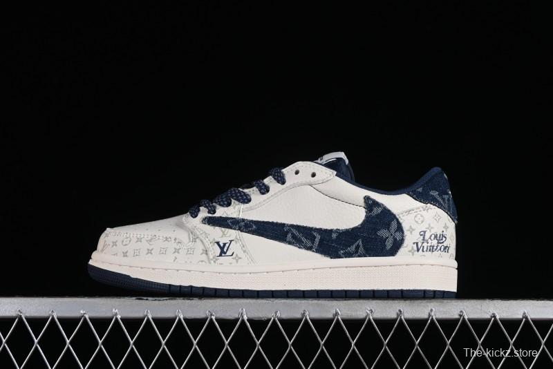 Nike Air Jordan 1 Low OG SP Travis Scott x Fragment Design Retro Sneakers with Reverse Swoosh - SJ2068-004