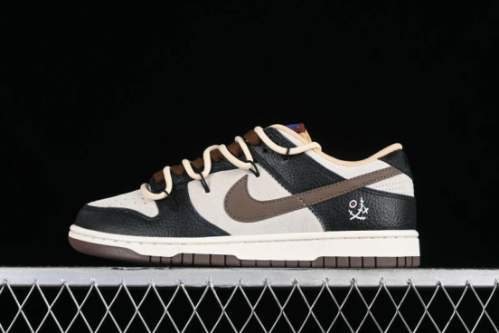 Nike Dunk Low "Mars Stone" Witch Puppet Themed SB Lace-Up Low-Top Casual Sneakers in Black/Mocha Brown - DR9704-200