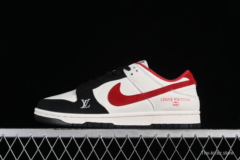 Nike SB Dunk Low LV Collaboration - Beige Black Red Glow in the Dark Anniversary High-End Custom Low-Top Casual Skate Shoes - JH8035-931