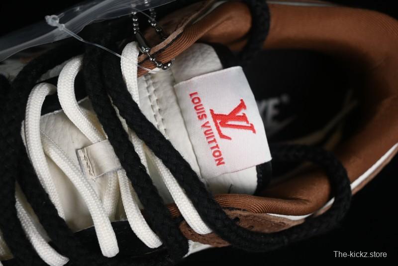 Nike SB Dunk Low LV Collaboration - Black Brown Fade Anniversary Custom Low-Top Casual Sneakers - SJ2068-233