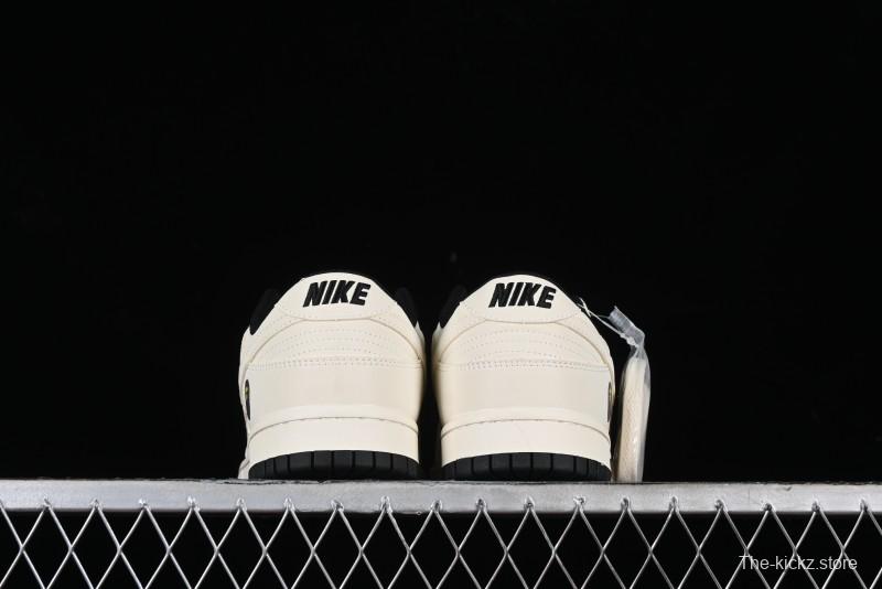 Nike SB Dunk Low BAPE Collaboration - Off-White Black Swoosh Anniversary Custom Low-Top Casual Skate Shoes - XD6188-037