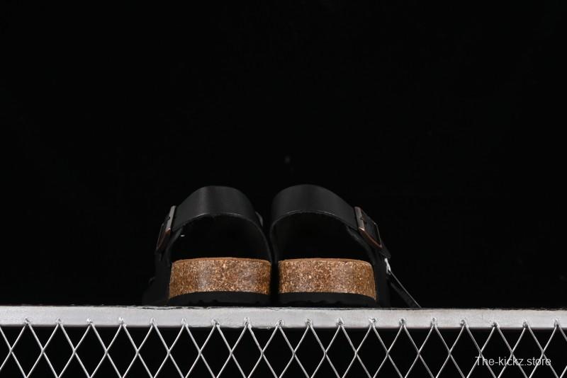 Birkenstock Birkenstock Sandals Series Black Leather with Soft Cushioning Cork Midsole - T.D4