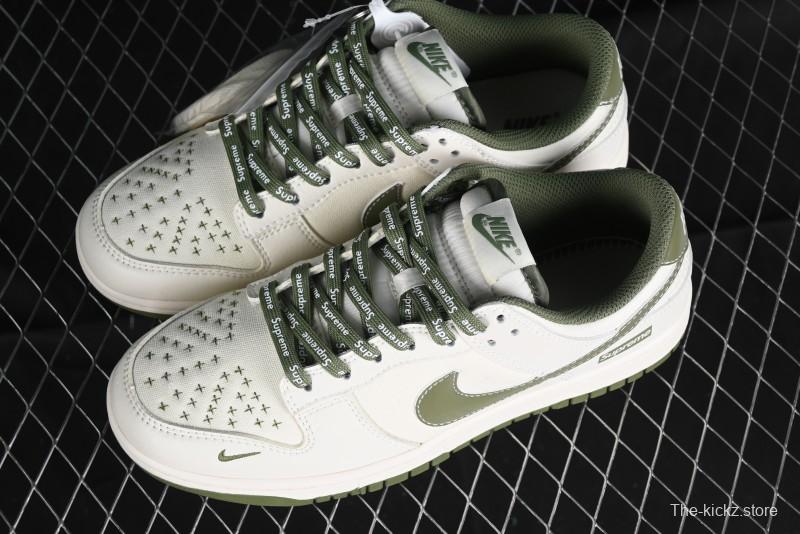 Nike SB Dunk Low Supreme Collaboration - Military Green Canvas Anniversary Custom Low-Top Casual Skate Shoes - BB6698-516
