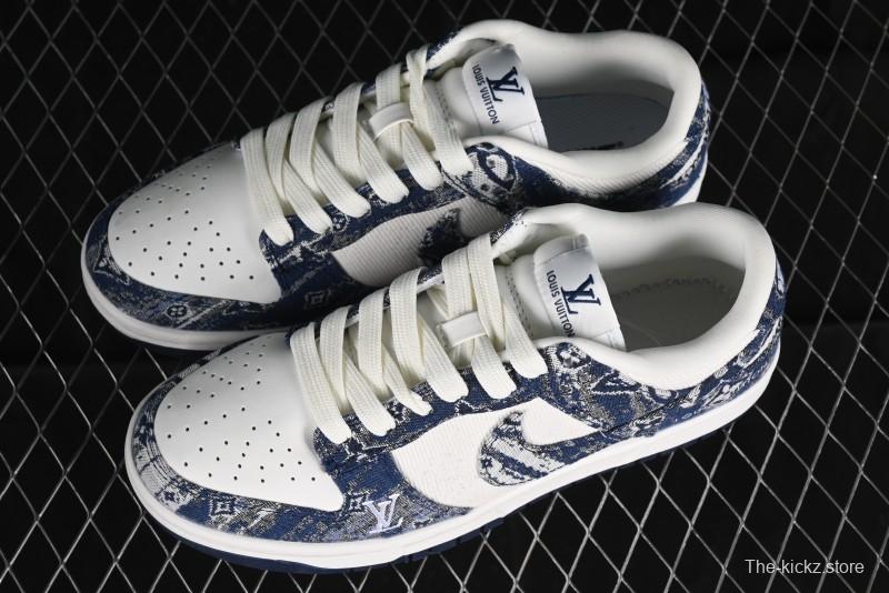 Nike SB Dunk Low LV Collaboration - Camo Mesh Anniversary High-End Custom Low-Top Casual Skate Shoes - JH8040-942