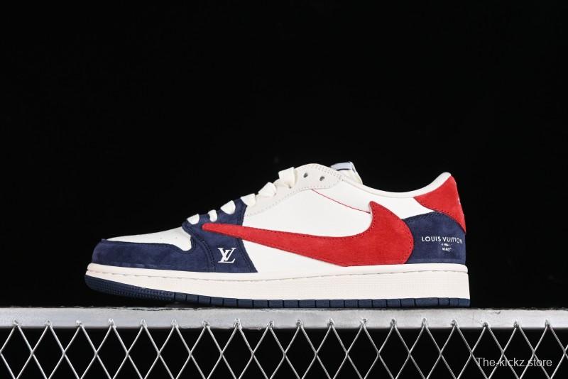 Nike Travis Scott x Fragment Design x Jordan Air Jordan 1 Low OG SP AJ1 LV Blue Red Low-top Casual Sneakers - YQ2088-670