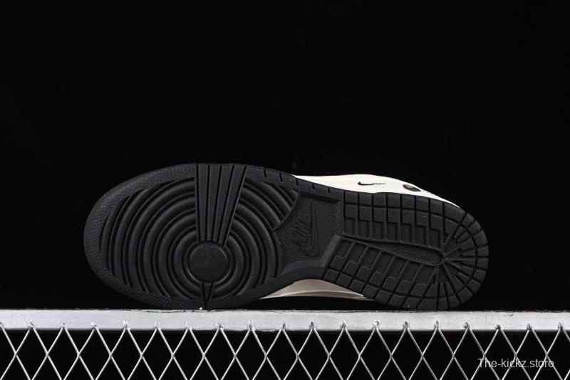 Nike SB Dunk Low BAPE Collaboration - Off-White Black Swoosh Anniversary Custom Low-Top Casual Skate Shoes - XD6188-037