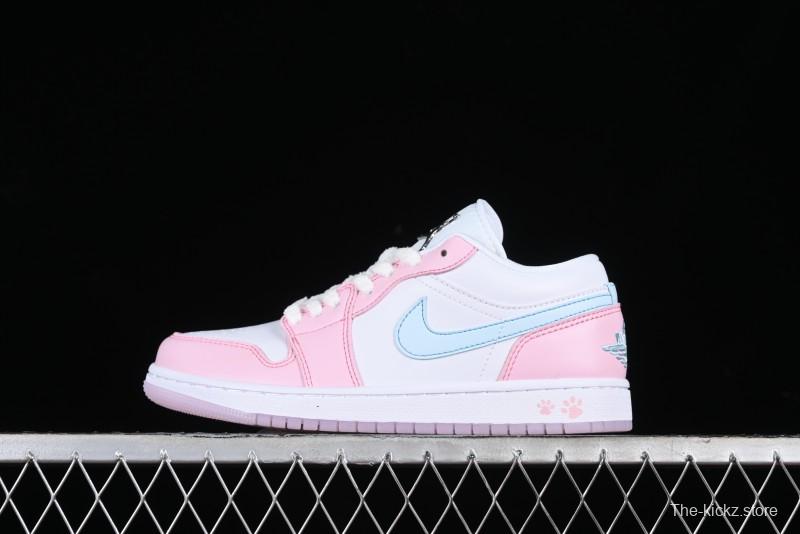 Nike Air Jordan 1 Low "White/Pink Foam/Glacier Blue" Casual Sneakers - HM3706-141