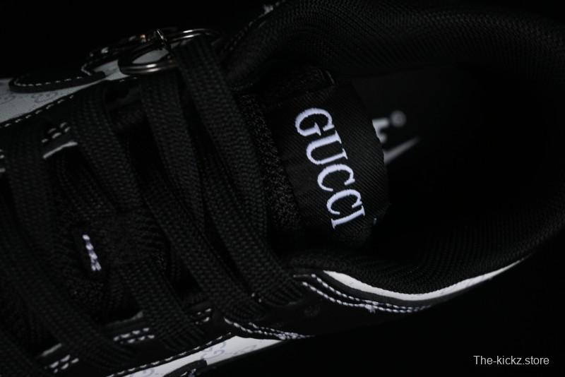 Nike SB Dunk Low Gucci Collaboration - Double G Embroidery Black Swoosh Anniversary Custom Low-Top Casual Skate Shoes - SF1588-136