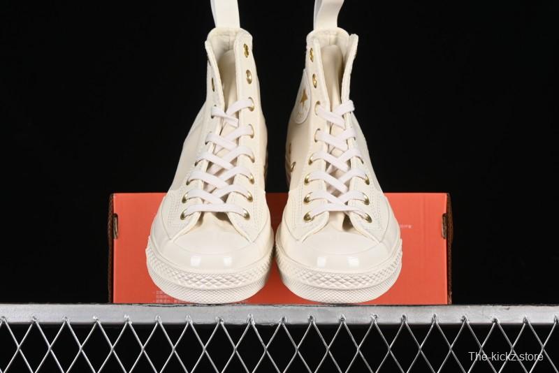 Converse Chuck 70s High Top Casual Sneakers with Cream Cloud and Gold Accents - A08232C