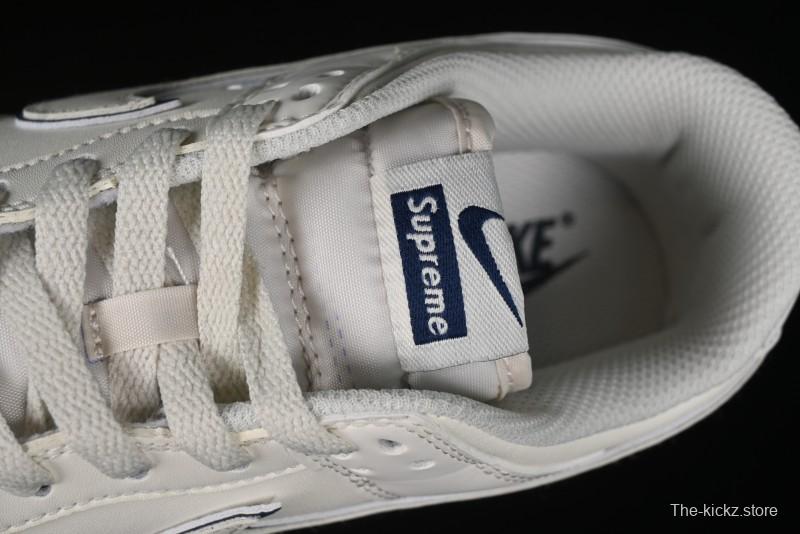 Nike SB Dunk Low Supreme Collaboration - Off White Navy Swoosh Anniversary Custom Low-Top Casual Skate Shoes - DJ2024-013