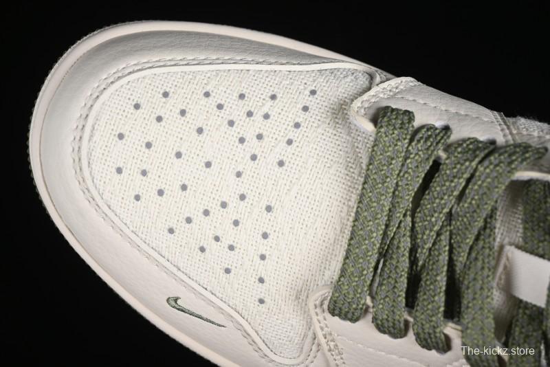 Nike Air Jordan 1 Low AJ1 Gucci Collaboration - Beige Green Knit High-End Custom Retro Basketball Shoes - DM5688-103