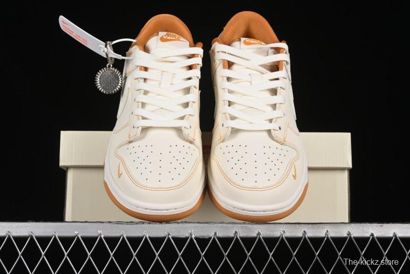 Nike SB Dunk Low UN Collaboration - Off White & Yellow Swoosh Anniversary Customized Low-Top Casual Skate Shoes - KK1688-011