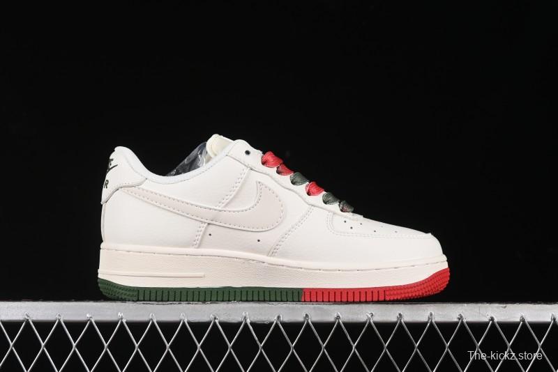 Nike Air Force 1 '07 Low Supreme Casual Sneakers in Beige Red Green - XZ6188-009