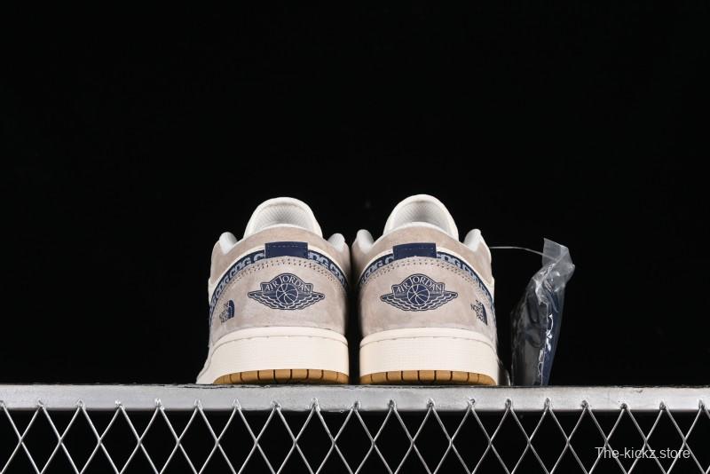 Nike Air Jordan 1 Low AJ1 The North Face Collaboration - White Grey Brown Custom High-End Basketball Shoes - LJ6688-001