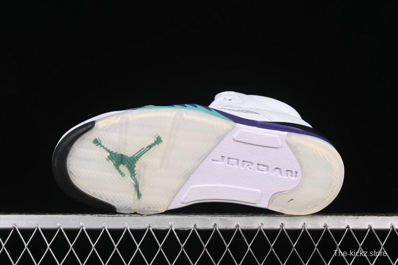 Nike Air Jordan 5 Retro Sneakers in White and Purple Grape Colorway - 136027-108