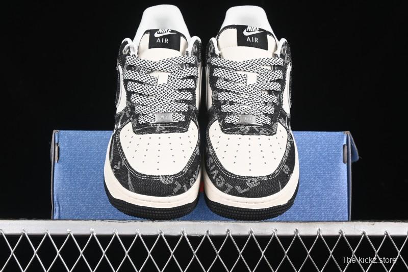 Nike Air Force 1 '07 Low Levi's Collaboration Double Swoosh Beige Black Casual Sneakers - SJ6698-001