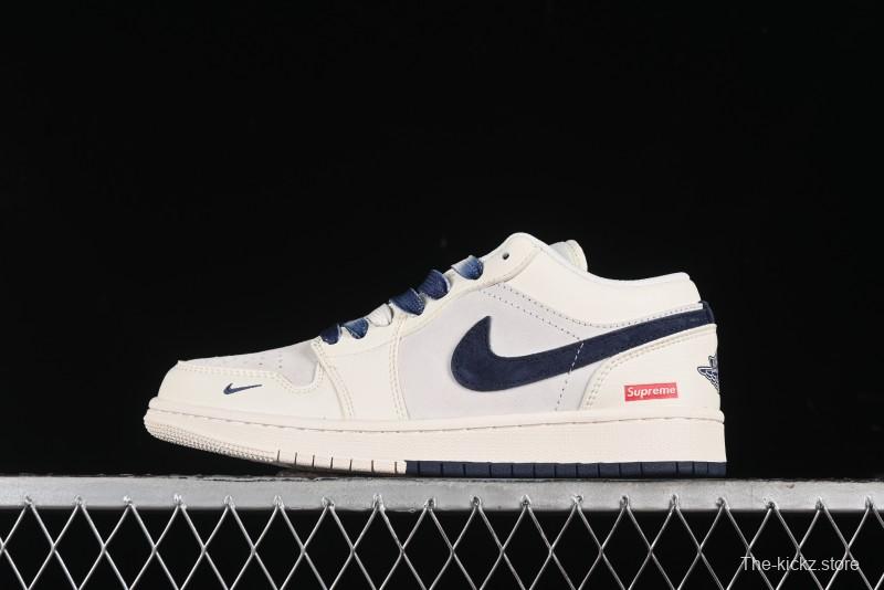 Nike Air Jordan 1 Low Supreme Collaboration - Deep Blue Two-Tone Sole Retro Basketball Shoes - SJ9950-020