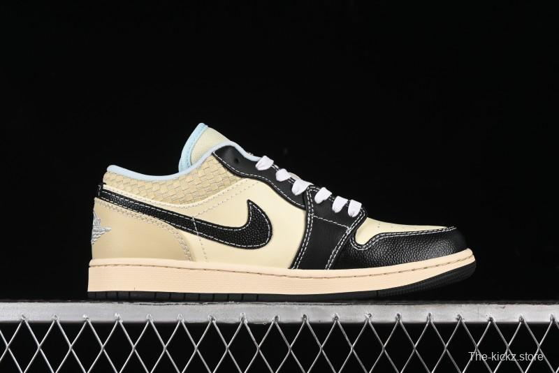 Nike Air Jordan 1 Low "Coconut Milk Black" Casual Basketball Shoes with Contrast Swoosh - HQ3437-101