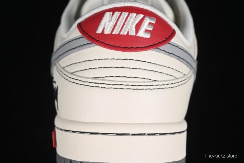 Nike SB Dunk Low Stussy Collaboration - Light Grey White Anniversary High-End Custom Low-Top Casual Skate Shoes - SJ2068-302