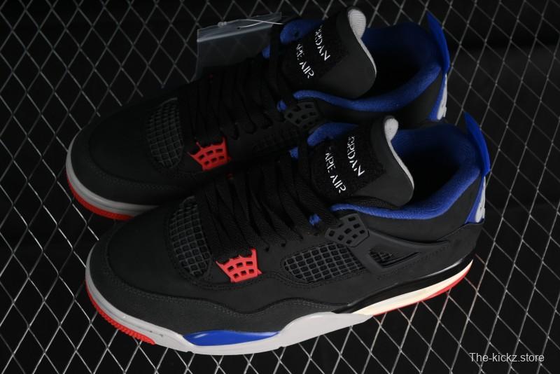 Nike Air Jordan 4 Retro Basketball Shoes in Black, Blue and Neutral Grey - FV5029-003