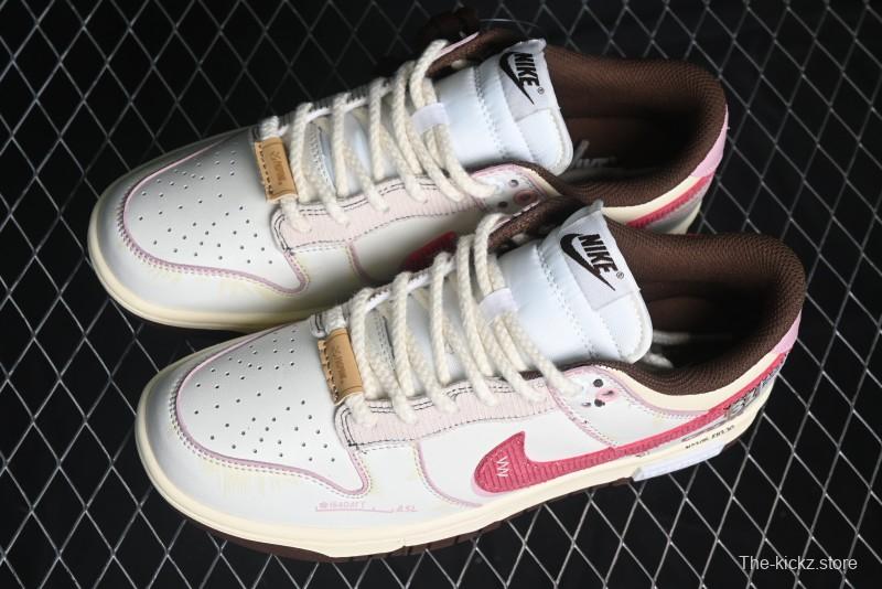 Nike Dunk Low Retro Casual Sneakers in Brown and Sail with Panda Mischief Skyline Theme - DD1503-124