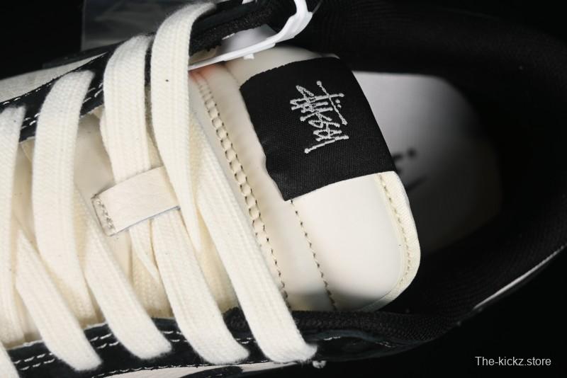 Nike SB Dunk Low Stussy Collaboration - Embroidered Black Swoosh Anniversary Custom Low-Top Casual Sneakers - MM1089-034
