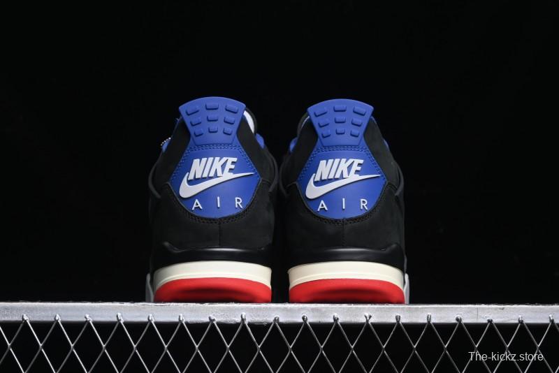 Nike Air Jordan 4 Retro Basketball Shoes with Black-Grey-Blue Color Blocking - FV5029-003