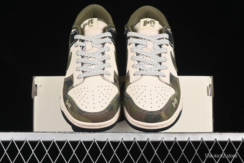 Nike SB Dunk Low Bape Collaboration - Patchwork Camouflage Anniversary Custom Low-Top Casual Sneakers - CH6336-229