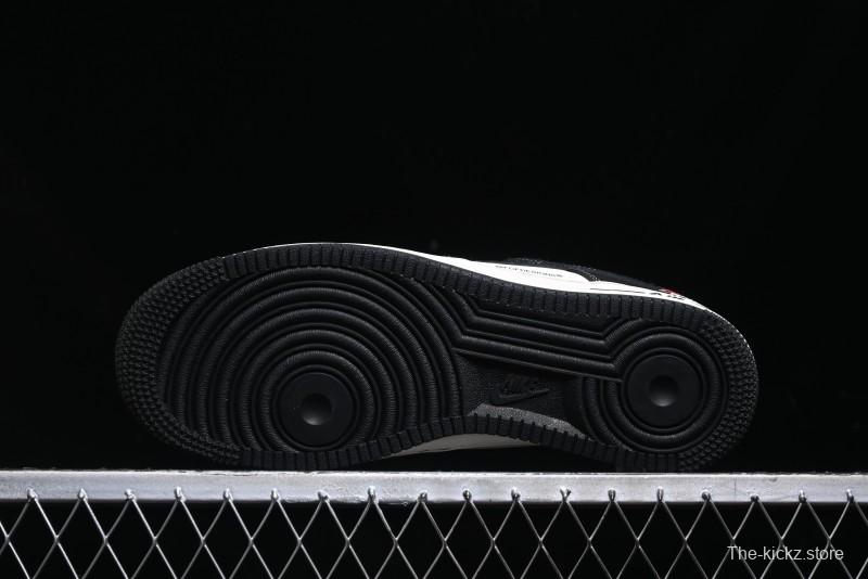 Nike Air Force 1 '07 Low Stussy Collaboration - Black White Double Swoosh Red Tag Low-Top Casual Sneakers - SJ6698-012