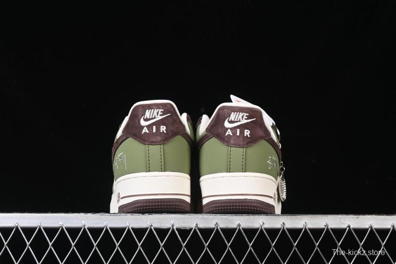 Nike Air Force 1 '07 Low Stussy Collaboration - Green Brown Low-Top Casual Sneakers - KK1988-038