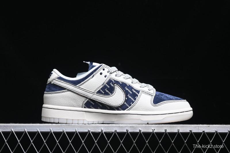 Nike SB Dunk Low Supreme Collaboration - White Blue with Crystal Outsole Anniversary High-End Custom Low-Top Casual Skate Shoes - XS1086-002