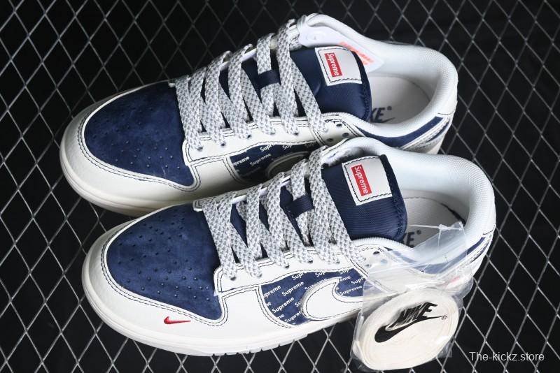 Nike SB Dunk Low Supreme Collaboration - White Blue with Crystal Outsole Anniversary High-End Custom Low-Top Casual Skate Shoes - XS1086-002