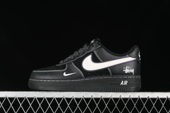 Nike Air Force 1 '07 Low Stussy Collaboration - Samurai Black Low-Top Casual Sneakers - XZ6188-969