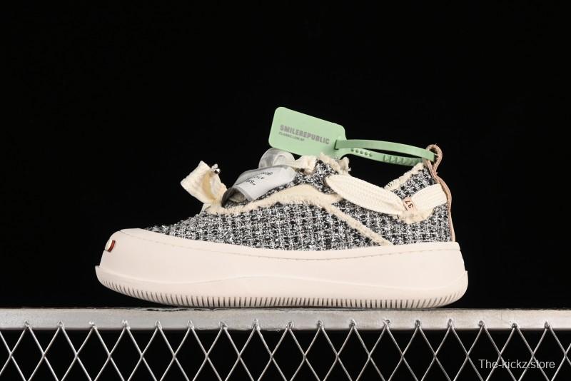 SMILEREPUBLIC SMILE Canvas Sneakers with Cut Wool Fringe and Unique Weaving - G.D4