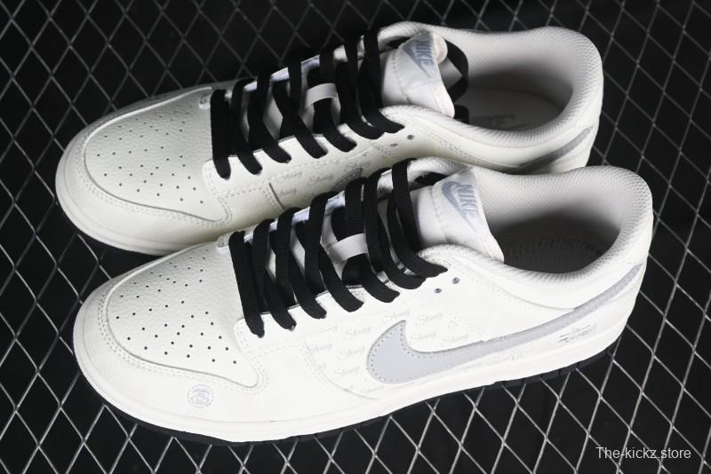 Nike SB Dunk Low Stussy Collaboration Barcode Embroidery Grey Hook Anniversary Custom Low-Top Casual Skate Shoes - DJ2024-054