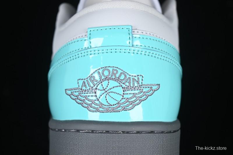 Nike Air Jordan 1 Low AJ1 Patent Leather Grey Green Casual Sneakers - HQ3599-025