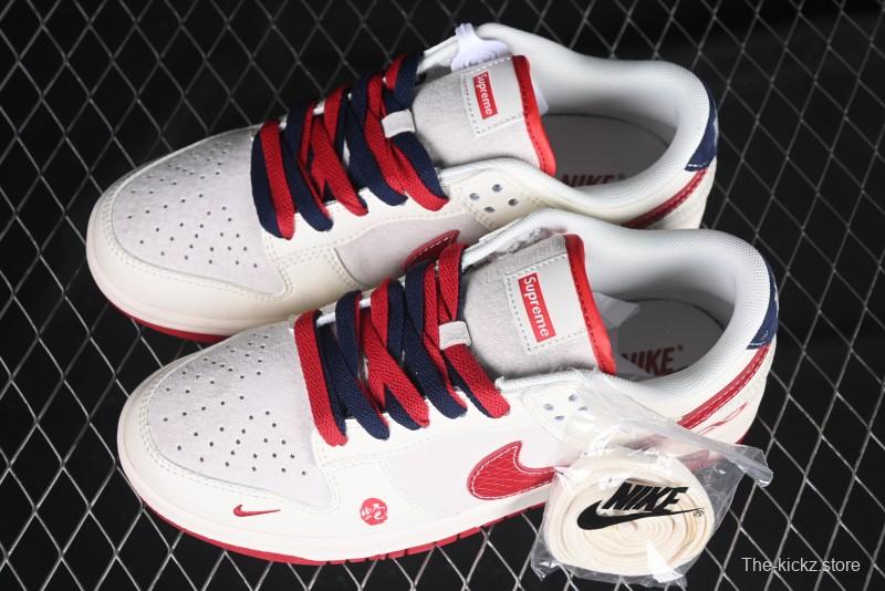 Nike SB Dunk Low Supreme Collaboration Year of the Snake Limited Edition Red Snake Print Anniversary Custom Low-Top Casual Sneakers - XS1086-015