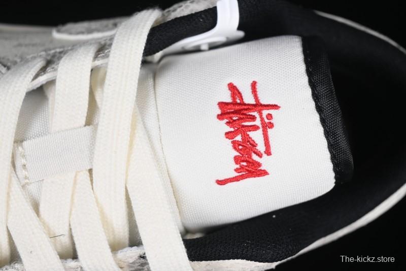 Nike Air Jordan 1 Low Retro Basketball Shoes - Stussy Grey Snake Custom - FC1688-200