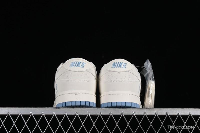 Nike SB Dunk Low LV Collaboration - Double Swoosh Beige Blue Anniversary High-End Custom Low-Top Casual Skate Shoes - XX2025-308