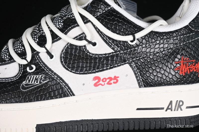 Nike Air Force 1 '07 Low Stussy Year of the Snake Limited Edition Black Snake Print Drawstring Casual Sneakers - DM6688-013