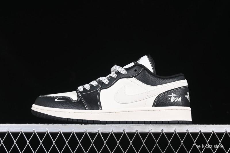Nike Air Jordan 1 Low AJ1 Stussy White Black Leather Retro Basketball Shoes - XX3318-507
