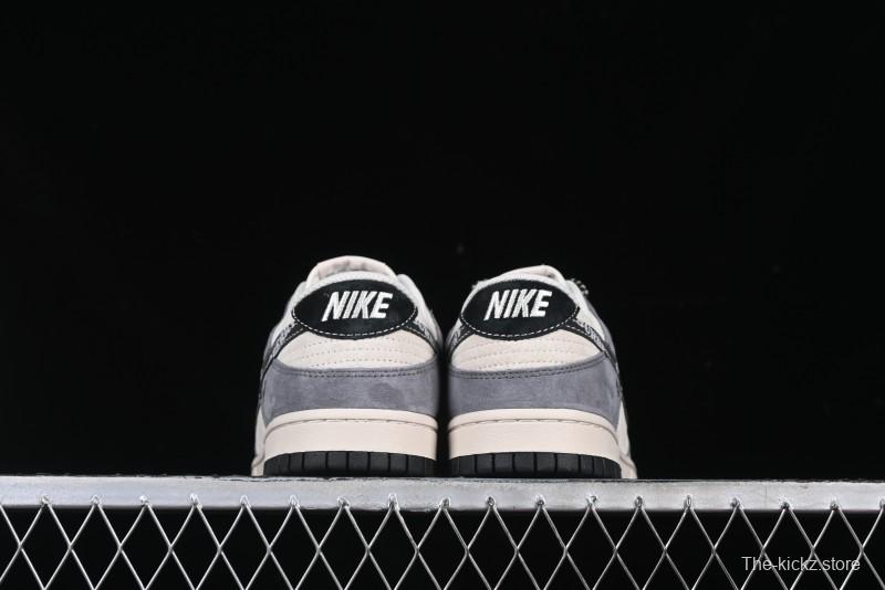 Nike SB Dunk Low Anniversary Edition Customized Sneakers with Grey Swoosh Logo - DJ2024-083