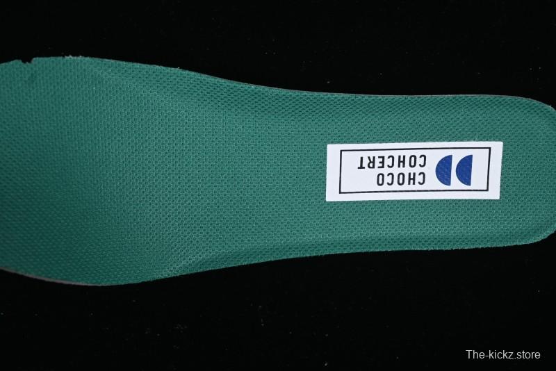 Choco Concert Leather Round Square Asymmetric Fashion Sneakers White Green - AJE5