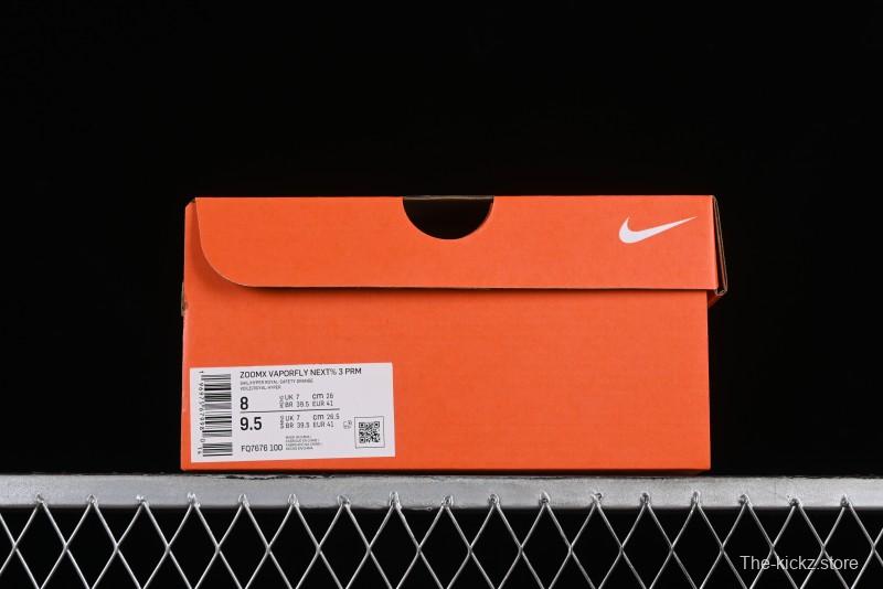Nike ZoomX Vaporfly NEXT% 3 Marathon Series Lightweight Cushioned Running Shoes with Double-Layered ZoomX Foam - FQ7676-100