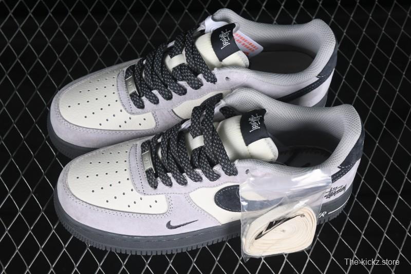 Nike Air Force 1 '07 Low Stussy Collaboration Beige Grey Jade Sole Low-Top Casual Sneakers - XZ6188-196