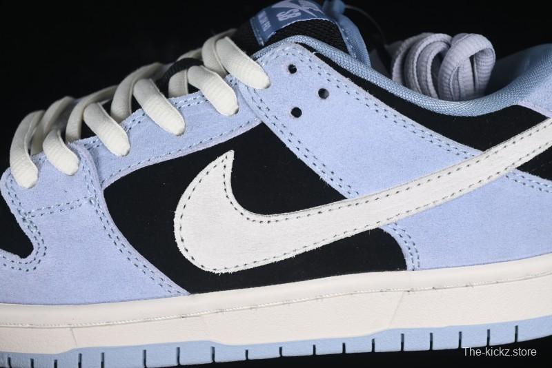 Nike SB Dunk Low Aluminum Skateboarding Shoes with Black Blue White Swoosh - HF3063-400