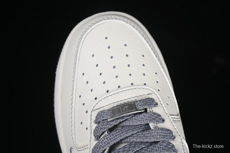 Nike Air Force 1 '07 Low Stussy Collaboration Grey Swoosh Casual Sneakers - HH7518-041