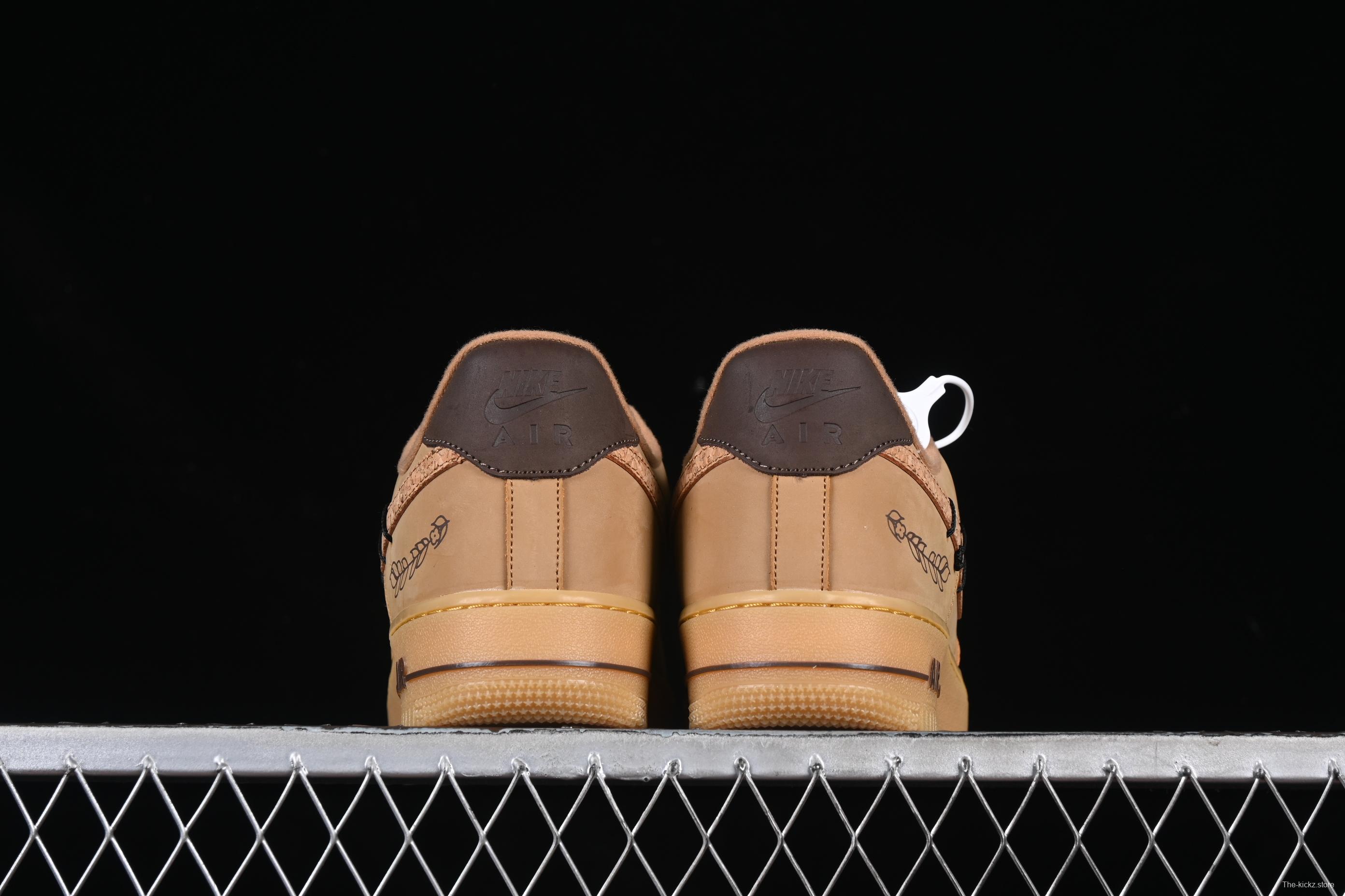 Nike Air Force 1'07 Low Wheat Casual Sneakers with Full-Length Air Cushion - CJ9179-200