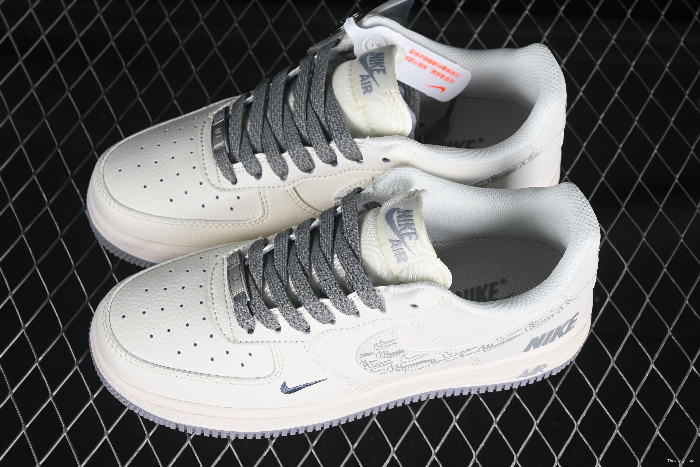 Nike Air Force 1 '07 Low Casual Sneakers in Light Grey with Mini Swoosh - HH7518-048