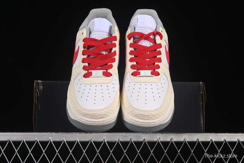 Nike Air Force 1'07 Low Snake Year Themed Casual Sneakers with Full-Length Air Cushion - DX2678-100